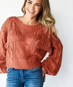 Love Tree HOLIDAY APPAREL CABLE KNIT BALLOON SLEEVE SWEATER