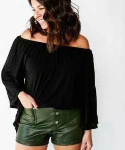 Love Tree FAUX LEATHER BUTTON DOWN SHORTS RESORT APPAREL