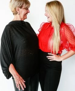 Vine & Love HOLIDAY APPAREL Sheer Organza Dotted Blouse