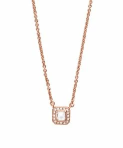 Chloe + Isabel Crystal Square Pendant Necklace Rose Gold JEWELRY