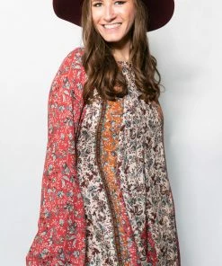 LOVESTITCH Vintage Bohemian Floral Bell Sleeve Mini Dress