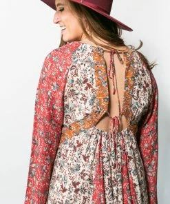 LOVESTITCH Vintage Bohemian Floral Bell Sleeve Mini Dress