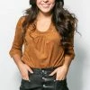 Aryeh Faux Suede Ruffle Sleeve Top Tops