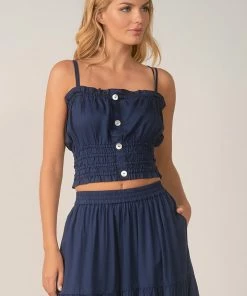 Elan Ruffle Trim Spaghetti Strap Top RESORT APPAREL