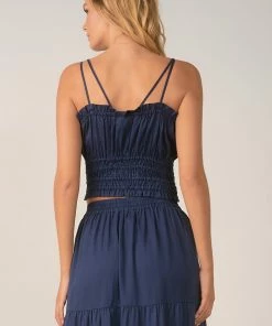 Elan Ruffle Trim Spaghetti Strap Top RESORT APPAREL
