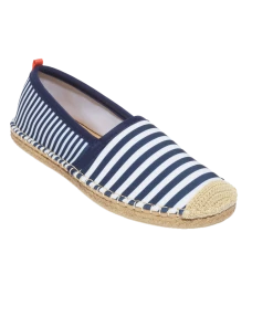 Sea Star Beachcomber Espadrille: Womens Navy/White Mixed Stripe Shoes