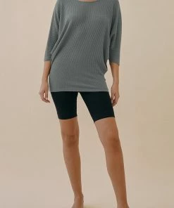 Studio Ko Waffle Sweater Side Drape Dolman Tunic