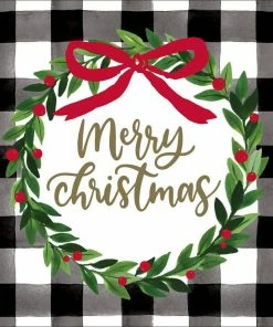 Soiree-sisters 3 Ply Cocktail Napkins 20 Count | Check Wreath Merry Christmas