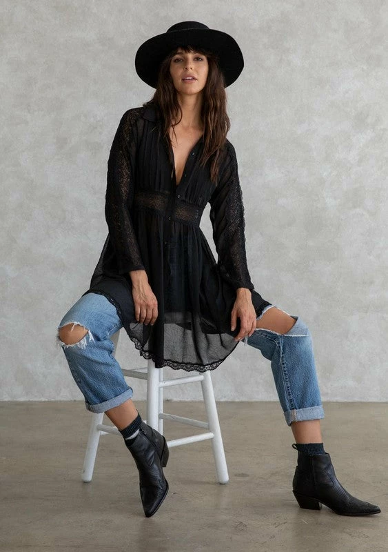 LOVESTITCH Bohemian Lace Detail Long Sleeve Collared Dress 1 LOVESTITCH Bohemian Lace Detail Long Sleeve Collared Dress