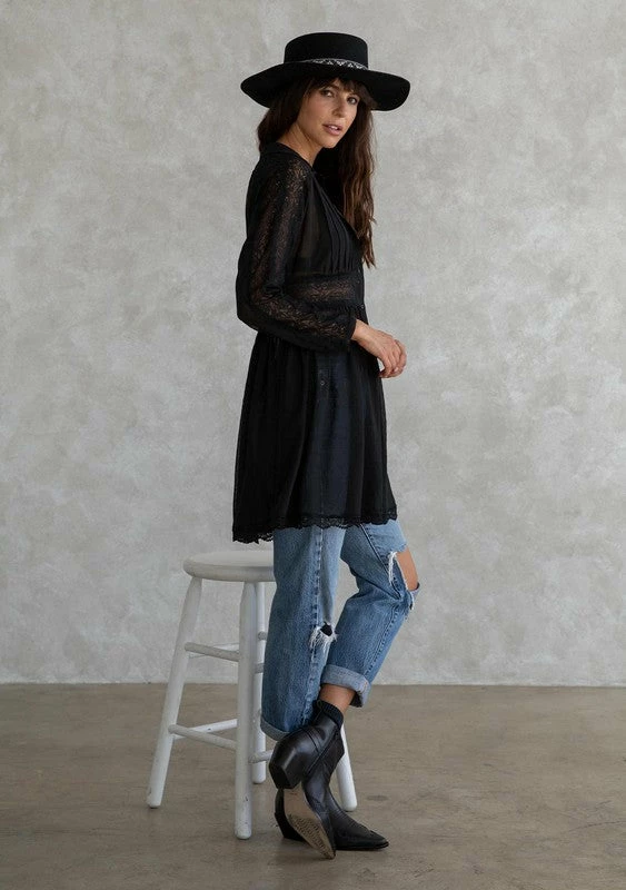 LOVESTITCH Bohemian Lace Detail Long Sleeve Collared Dress 3 LOVESTITCH Bohemian Lace Detail Long Sleeve Collared Dress