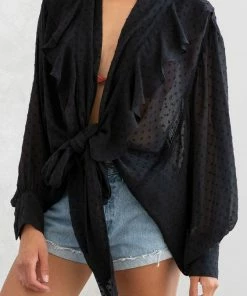 LOVESTITCH Celeste Chiffon Tie Front Top