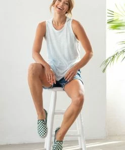 LOVESTITCH RESORT APPAREL Basic Linen Slub Racerback Tank Top