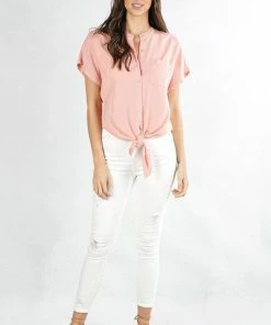 LOVESTITCH Classic Tencel Button Down Short Sleeve Top