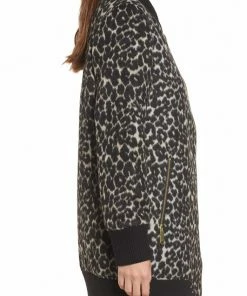 Sam Edelman Leopard Print Long Line Bomber Jacket
