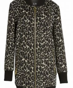 Sam Edelman Leopard Print Long Line Bomber Jacket