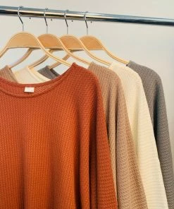 Studio Ko Waffle Sweater Side Drape Dolman Tunic