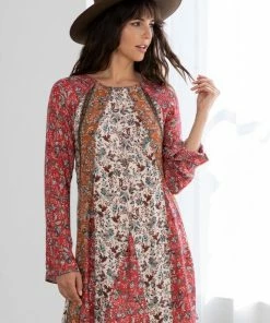 LOVESTITCH Vintage Bohemian Floral Bell Sleeve Mini Dress