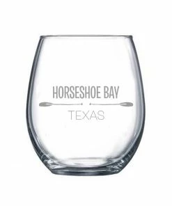 The Market Place Etched Stemless Wine Glass - HSB TX LAKE LIFE