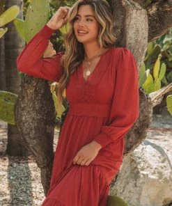 LOVESTITCH Bohemian Long Sleeve Tiered Maxi Dress RESORT APPAREL