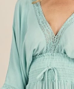 LOVESTITCH Lace Trimmed V-Neck Mini Dress Skirts & Dresses