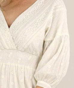 LOVESTITCH Skirts & Dresses White Bohemian Floral Embroidered Mini Dress