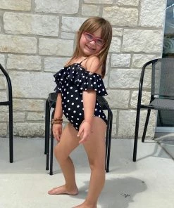 Maria West Swimwear Girls Polka-Dotted Ruffle One Piece KIDS