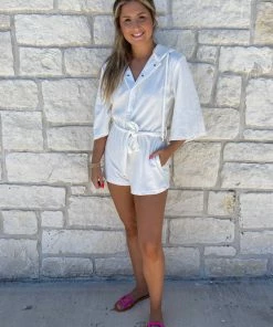 Elan Terry Romper With Hood