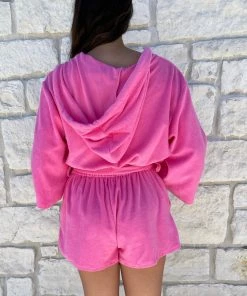 Elan Terry Romper With Hood