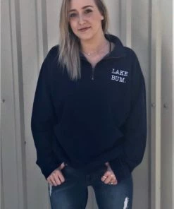 The Market Place Comfort Colors LAKE BUM 3/4 Zip Sweatshirt
