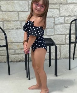 Maria West Swimwear Girls Polka-Dotted Ruffle One Piece KIDS