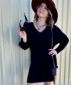 Promesa USA Fuzzy Knit Loose Sweater Mini Dress