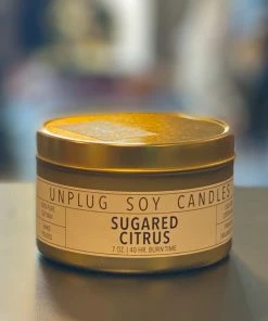 Unplug Soy Candles Home & Beauty Gold Tin Candle - Sugared Citrus