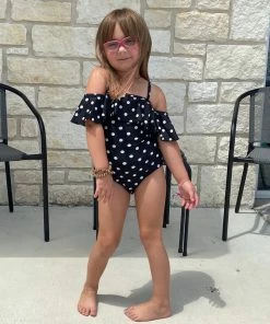 Maria West Swimwear Girls Polka-Dotted Ruffle One Piece KIDS