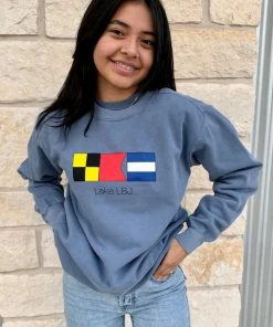 The Market Place LAKE LIFE Comfort Colors Lake LBJ Nautical Flags Sweatshirt 5 The Market Place LAKE LIFE Comfort Colors Lake LBJ Nautical Flags Sweatshirt