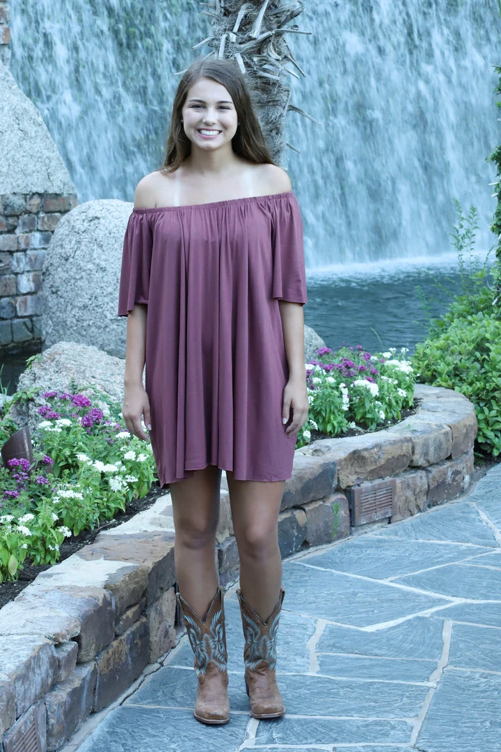 Culture Phit Loryn Off The Shoulder Dress - Maroon 1 Culture Phit Loryn Off The Shoulder Dress - Maroon