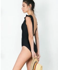 Maria West Swimwear RESORT APPAREL Low V Neck Ruffle One Piece