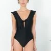Maria West Swimwear RESORT APPAREL Low V Neck Ruffle One Piece