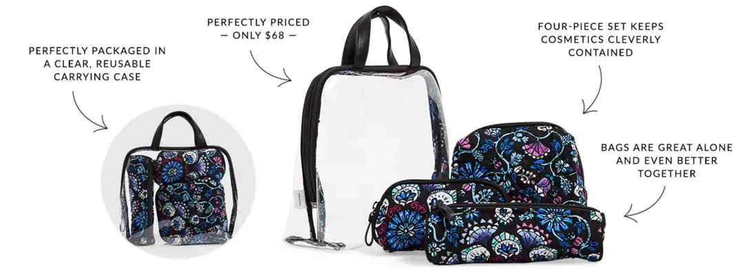 Vera Bradley Iconic 4 Pc. Cosmetic Set 3 Vera Bradley Iconic 4 Pc. Cosmetic Set